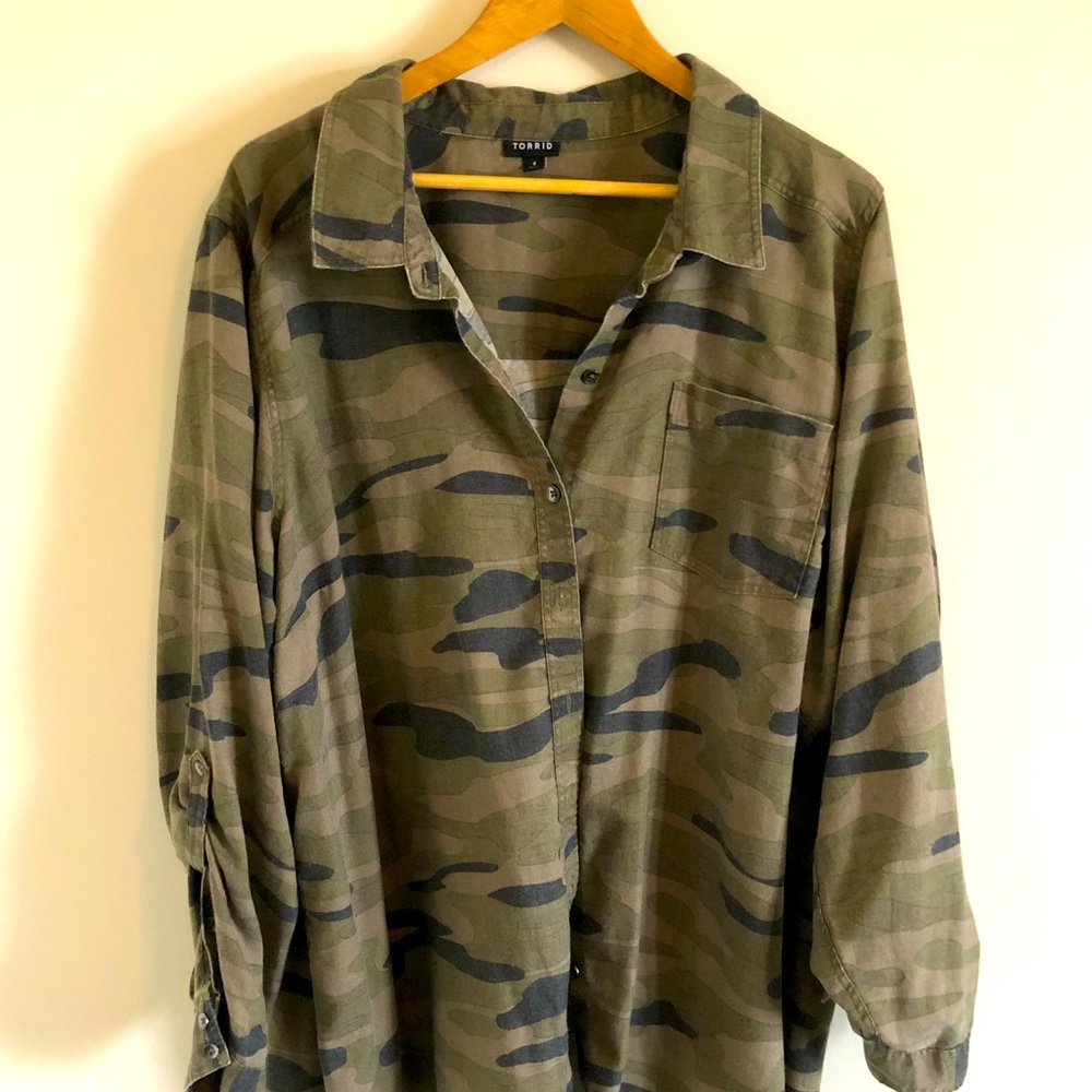 Torrid Camo Twill Camp Shirt